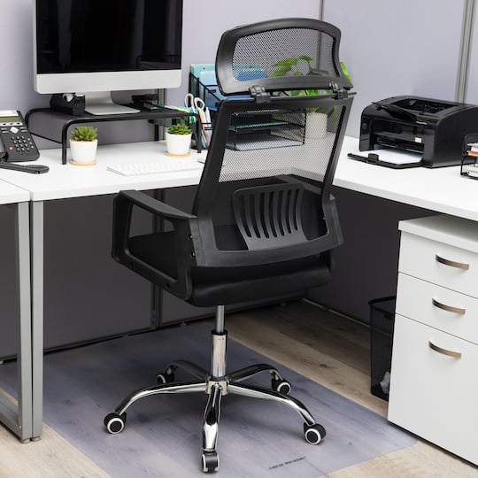 Mind Reader Black Height Adjustable Desk Chair with Wheels